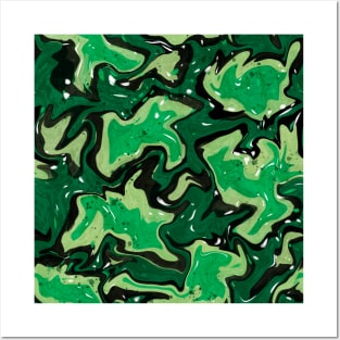 Bright military camo pattern with squiggly lines Posters and Art